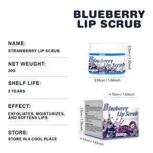 Exfoliante Labial de Arándanos 30g, Marca Privada OEM, Azúcar y Aloe, Exfolia, Hidrata, Rellena, Vegano - Product Image 4