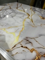 Panneaux muraux en PVC imitation marbre brillant pour la décoration intérieure, feuilles de PVC effet marbre UV en gros