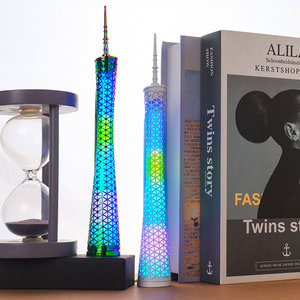 Tùy Chỉnh 3D Khắc Laser Quảng Châu Tháp Kim Loại Quà Tặng Lưu Niệm Paris <span class=keywords><strong>Eiffel</strong></span> Tháp LED Chiếu Sáng Canton Tháp Tái Tạo Trung Quốc - Product Image 3
