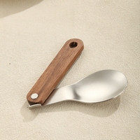 Ensemble de couverts pliables en acier inoxydable 304 pour le camping en plein air, couteau, fourchette et cuillère avec manche en bois de noyer massif