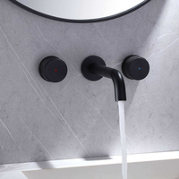 Nouveau robinet mural en laiton encastré de luxe moderne robinet d'eau froide et chaude à double poignée pour hôtels et appartements