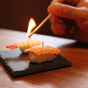 Beri aroma makanan Jepang halus kompak Sushi Salmon aroma aromaterapi lilin beraroma alat peraga fotografi untuk produk