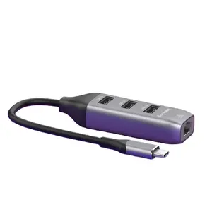 Xput USB 3.1 Type C Type-C 4 In 1アダプターハブから3つのUSB 3.0USB3.0ポート (RJ45 USB CハブギガビットイーサネットRJ45Lanアダプター付き)