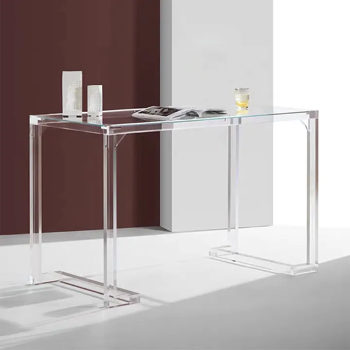 Nhà Máy Giá Sang Trọng Điều Hành Acrylic Nhà Bàn Văn Phòng Lucite Bàn Máy Tính Tùy Chỉnh Thiết Kế Chất Lượng Cao Acrylic Nội Thất Văn Phòng