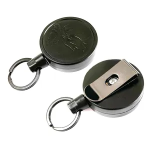 good quantity mini hard plastic id card holder badge reel key ring back clip