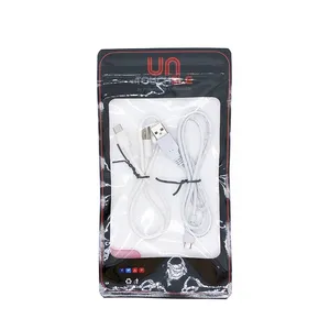 Venda quente personalizar sacos de luxo para celular, capa de cabos usb, saco de embalagem com janela transparente