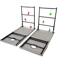 4 in 1 Papan Permainan Cornhole Aluminium Portabel dan Set Meja Lipat Beer Pong 10KG Ringan Merek JY Model 12