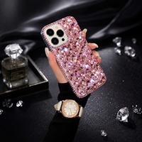 Étui de téléphone en strass, luxe, diamant, antichoc, bordure en PC TPU pour iPhone