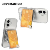 Étui magnétique transparent pour iPhone 17, avec fente latérale pour cartes, support intégré et impression personnalisée