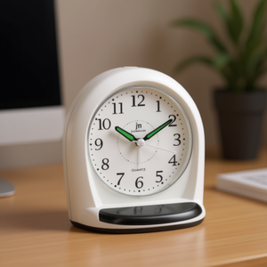 JUSTAMINUTE Alarm <b>Clock</b> With Snooze Function White JA7079B - Product Image 3