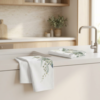 Wholesale Eucalyptus Botanical Print Hand Towel 2-Pack Ready Stock Watercolor Microfiber Quick Dry Kitchen Towel