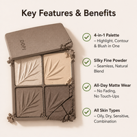 Palette de contouring visage DOPI format voyage 9g 4 teintes Poudre nacrée mate Personnalisé Pantone OEM ODM Fabricant de maquillage Chine