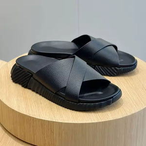 Nouvelles Chaussures de Luxe Décontractées pour Hommes, Style Marche, Intérieur/Extérieur, en Cuir, Semelle Épaisse en Caoutchouc, Type Pantoufle - Product Image 1