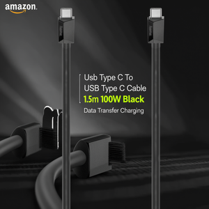 Câble USB Type C vers USB Type C 1,5 m 100 W Noir Transfert de données et charge - Product Image 3