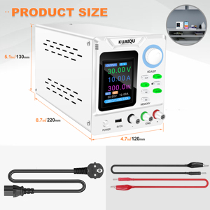 Kuaiqu SPPS-D3010S băng ghế dự bị DC cung cấp điện 30V 10A 300W với bộ nhớ OCP/OVP chức năng đầu ra on/off cho Powering thiết bị điện tử - Product Image 3
