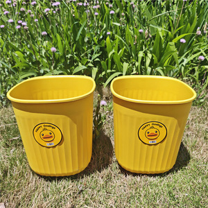 Happy Goslings Yellow <b>Square</b> Trash Can 8L Indoor Outdoor Use Waste <b>Bin</b> - Product Image 2