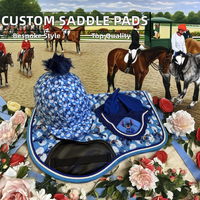 Ensemble de tapis de selle pour cheval personnalisés en gros, sublimation, dressage anglais, saut d'obstacles, rembourrage en mousse satinée, filet d'oreille, couvre-casque