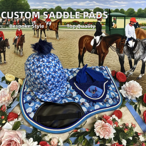 Tùy chỉnh bán buôn thăng hoa ngựa yên <span class=keywords><strong>Pads</strong></span> Set dressage Tiếng Anh ngựa nhảy satin bọt điền vào tai Net Mũ bảo hiểm Bìa - Product Image 3