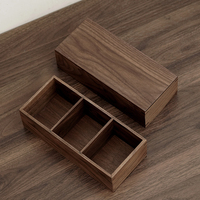 Plateau en bois à 3 compartiments, joint mortise et tenon, organisateur de bureau, boîte de rangement sans couvercle pour petits objets, logo personnalisé, taille en gros