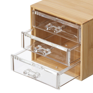 plastic bamboo shell 3 layer big make up cosmetic storage box organizer for jewelry living room bathroom with drawers