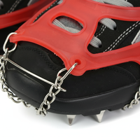 Crampons à glace en acier inoxydable à 13 pointes avec revêtement en silicone, antidérapants, portables, pour la randonnée, l'escalade et la marche sur glace
