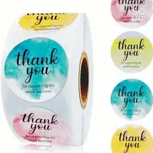 Enterprise Thank You Sticker Circular Sealing Sticker Color Roll Package Thank You Sticker for Supporting My Small Business