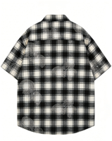 Chemise à carreaux personnalisée pour homme, chemise à carreaux ornée de strass, chemise décontractée surdimensionnée de style streetwear, chemise boutonnée, polo