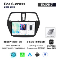 MEKEDE DUDU7 12 + 512G GPS Navigation 2K Écran Audio Radio Lecteur Multimédia Car-play Android Auto pour Suzuki S-cross 2012-2016
