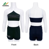 Survêtement de cheerleading noir avec veste à paillettes et strass pour l'entraînement, sac à pompons et nœuds pour l'académie sportive