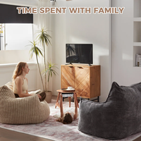 Canapé paresseux surdimensionné moderne en velours côtelé avec accoudoirs et housse amovible, fauteuil pouf extra doux compressé sous vide, compatible dropshipping