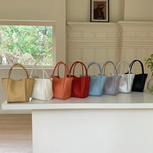Borsa a secchiello mini in pelle PU martellata da donna, 8 opzioni di colore, borsa a mano con manico superiore, borsa a tracolla, borsa casual per tutti i giorni - Product Image 1