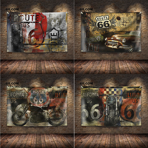 Bandiera Retrò <span class=keywords><strong>della</strong></span> Route 66, Stile Vintage, Poster Decorativo da Parete per Garage, Pub, Club, Bar - Product Image 3