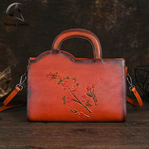 Sac à main en cuir Andong pour femmes, cuir de vache véritable, sac à bandoulière rétro, grande capacité, sac à poignée supérieure, mode vintage - Product Image 1