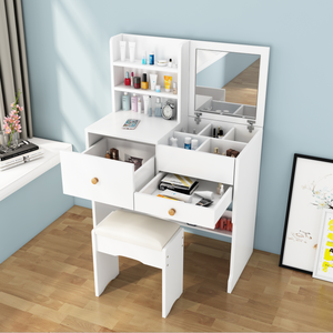 Modern Luxury Dresser <strong>Set</strong> for Bedroom with Mirror White <strong>Drawer</strong> Wooden Small Apartment Room Organizer Storage <strong>Cheap</strong> Furniture - Product Image 1