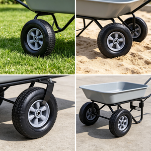 8x2.5 Inch <b>Flat</b> Free Solid Rubber Wheel All Terrain Tread Grey Plastic Spoke Rim Wheel for Hand Truck Garden <b>Trolley</b> Utility Car - Product Image 5