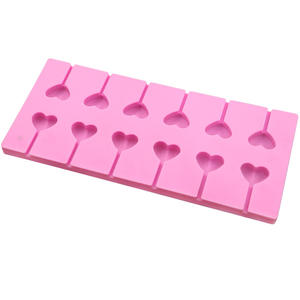 Molde de silicona Sugar Castle de 12 cavidades en forma de corazón para piruletas y caramelos de leche, grado alimenticio, sin palitos, DIY - Product Image 2