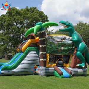 Château gonflable commercial Dino Bounce House et toboggan aquatique combinés, matériau PVC, installation facile, taille 8x4m - Product Image 3
