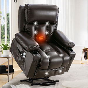 Modern Power Electric Massage Lift Lounge Chair Heating Vibration Fleece Leather Upholstery Metal Frame USB Port for Elderly - Product Image 4