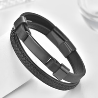 Bracelet en cuir véritable tressé multicouche tendance avec logo personnalisé gravé au laser, fermoir magnétique en acier inoxydable