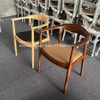 Chaise de salle à manger design nordique moderne en bois de frêne massif Fauteuil de salle à manger en cuir et tissu pour restaurant, salon