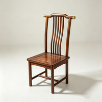 Chaise de salle à manger de style chinois en bois massif, assise rembourrée avec pieds en bois, idéale pour les restaurants, les hôtels et les salons de thé.