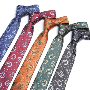 Ascot red navy green paisley skinny mens poliestere cravatta cravatta coreana cravatte produttore accessori per uomo