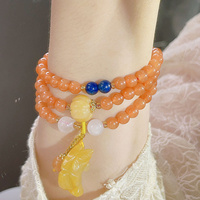 Style Vintage Gourde Pixiu Pendentif avec Boucle de Sécurité Main Chaîne Naturel Or Soie Jade Perles Bijoux Bracelets