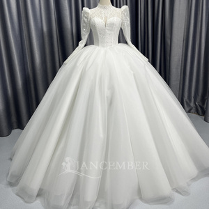 Robe de mariée élégante, robe de mariée ornée de fleurs, Vestidos De Novias, robe de soirée en dentelle à sequins et perles, Nigéria Lscm04 Jancember - Product Image 3