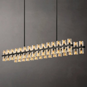 Fashion American Hotel Dining Room Light Fixture Luxury Black Led Chandelier Modern Rectangle Kitchen Island Brass Chandelier - Product Image 2