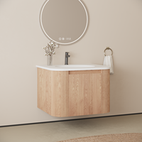 USA gratis ongkir Vanity kamar mandi mewah dengan wastafel desain kamar mandi Modern bak cuci dipasang di dinding bundar 60cm lemari kamar mandi