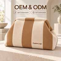 Sac cosmétique en crochet rayé avec logo personnalisé, grande capacité, tendance, sac de plage d'été, pochette pour femmes, vente en gros