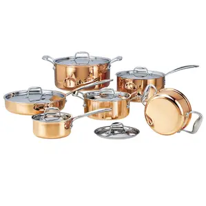 Luxury Ready To Ship 12pcs Triply Copper Stainless Steel Milano Cookware Set