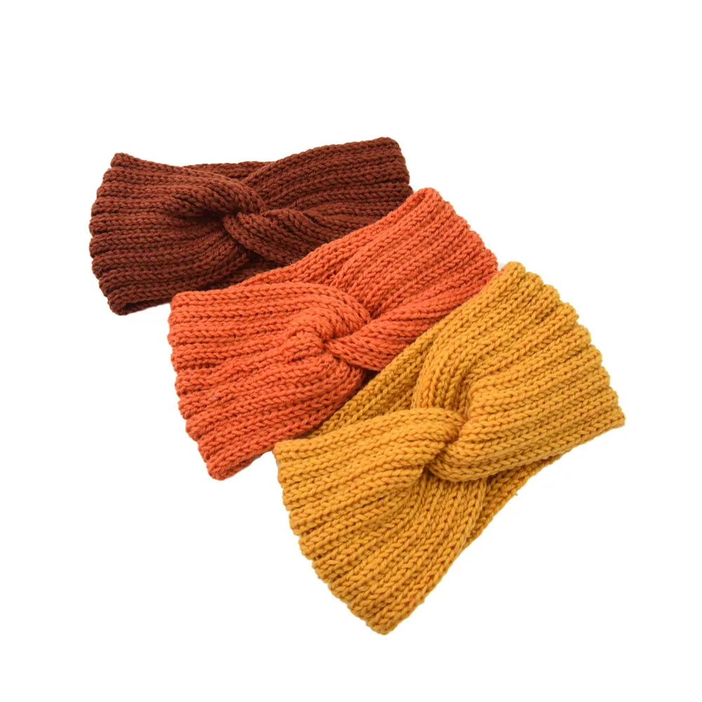 Wholesale Winter Cold Weather Knitted Ear Warmer hairband Women and Girls Cross Crochet Bow Cable Knit Headband