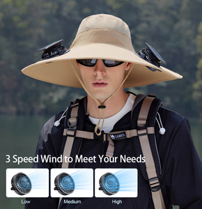Chapeau de ventilateur solaire rechargeable Chapeau de ventilateur solaire à large bord Femmes Hommes Escalade Seau Casquette de pêche Chapeau de soleil d'été en plein air avec ventilateur - Product Image 5